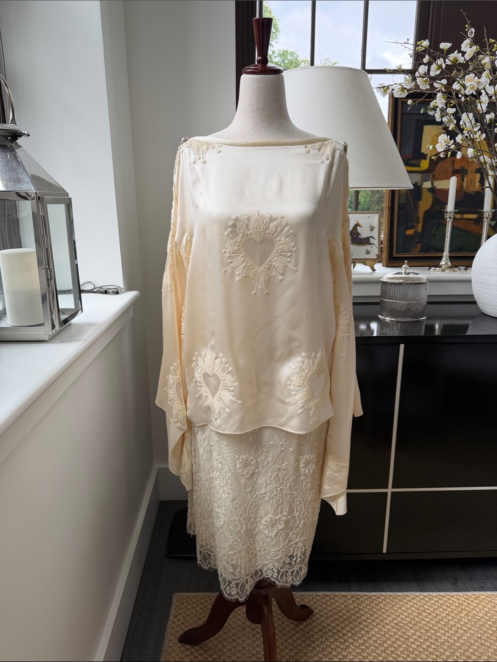 Vintage Badgley Mishka Beaded Lace Skirt & Top Size 10